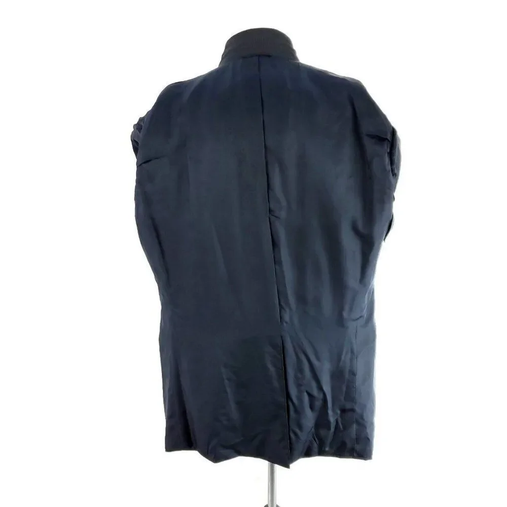 Tom James Bespoke‎ 2 Button Blazer 46L Black Blue Black Check